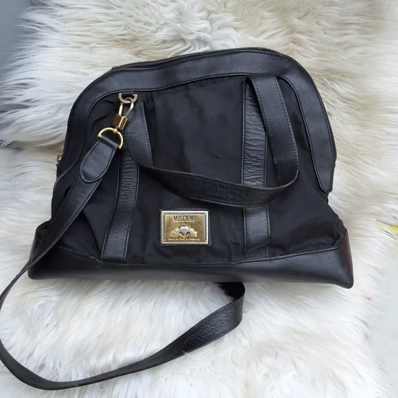 Moschino Canvas & leather logo xbody bag
